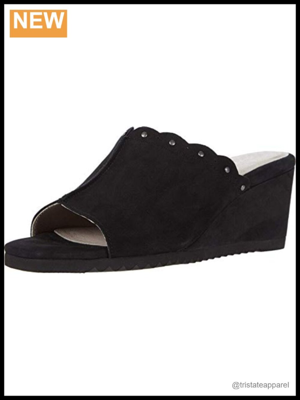 Women's Leather Wedge Sandal Slip-On Open Toe